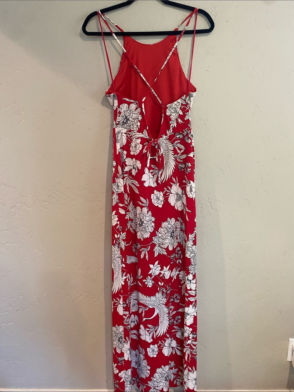 Express Red Floral Halter Maxi Dress with White Print. Sz Small - Picture 4 of 7